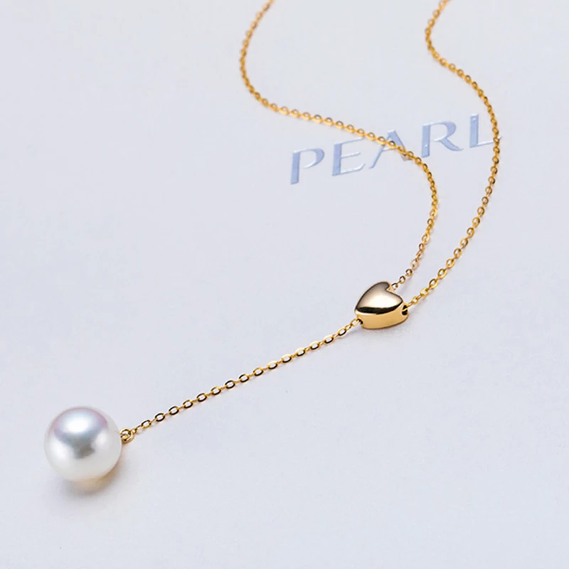 Sinya Cute Multifunctional Pearl Pendant 18k Au750 Gold Necklace for Women Girls Lover Wear Length Can Adjustable