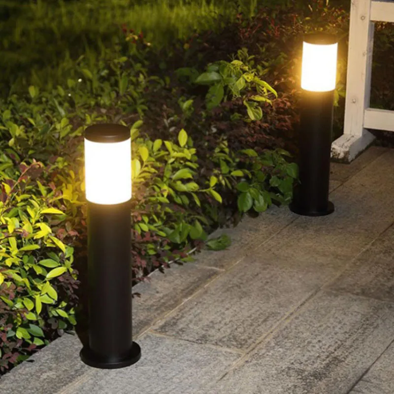 Imagem -03 - Livre Led Lawn Lamp Modern Pillar Light Luzes Redondas Paisagem Impermeável Ip65 Garden Path ac 85265v Aço Inoxidável ao ar