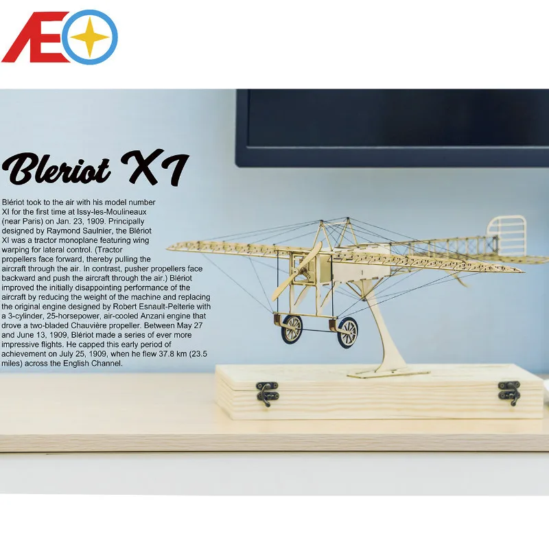 

Wooden Toys Building DIY Craft Wood Furnishing Christmas Gift Present Static Model Kit 1:23 Bleriot XI Airplane Aircraft VX14