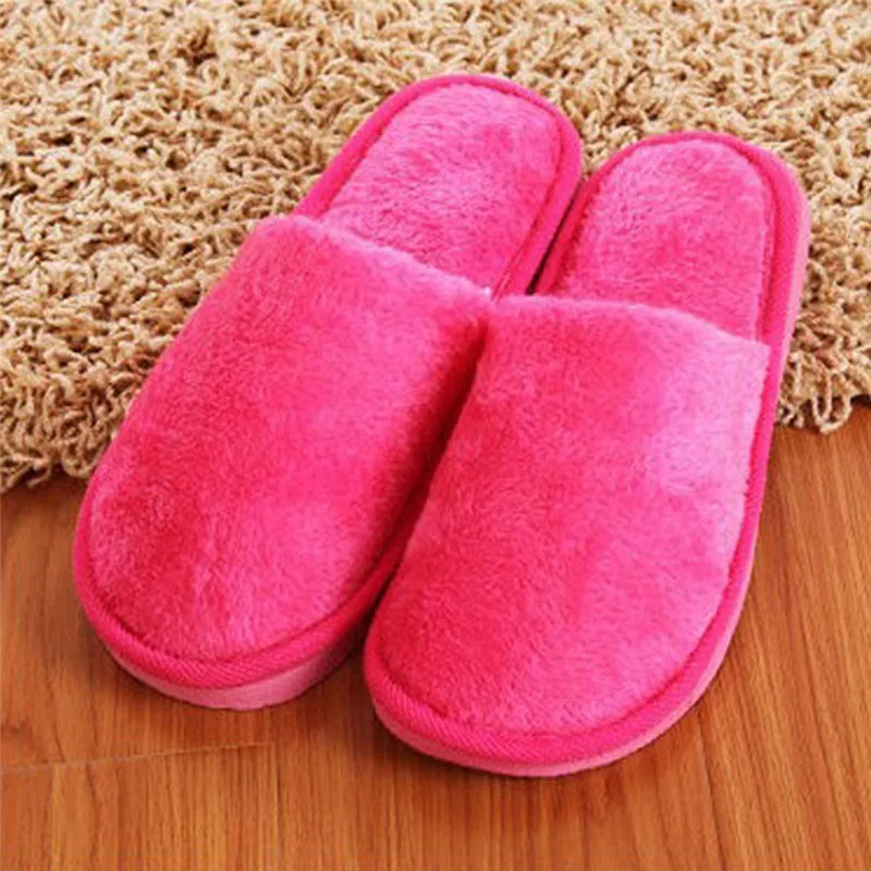 Women Home Slippers Autumn Winter Warm Furry Plush Shoes Indoor Bedroom Light EVA Couple Cotton Slipper Solid Soft Flip Flops