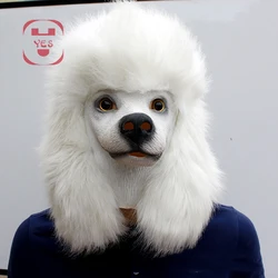 YES Latex Super Bowl Underdog Dog Head Mask Poodle Dog Mask Creepy Party Deluxe Halloween Adult Funny Costume Party Props