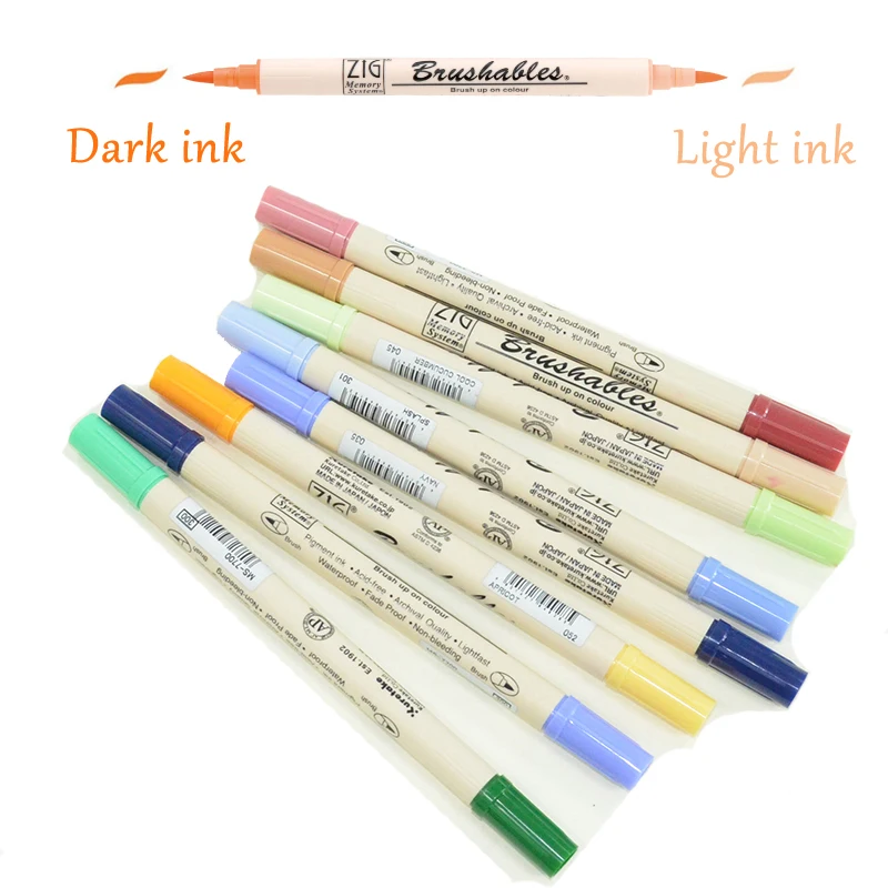 Japan Kuretake 7700 Dual Tip Brush Pen Drawing Markers Brushpen Lettering Pen Handlettering Art Markers Pastel Brush Markers