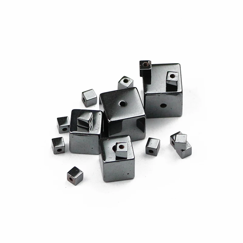 Natural Stone cube Square Black Hematite beads 2 3 4 6 8 10mm Charm Loose Spacer Beads For Jewelry Making DIY Bracelet Necklace