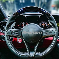 Suede LED Real Carbon Fiber Leather Steering Wheel For Alfa Romeo Stelvio Giulia accessories 2017 2018 2019 2020...