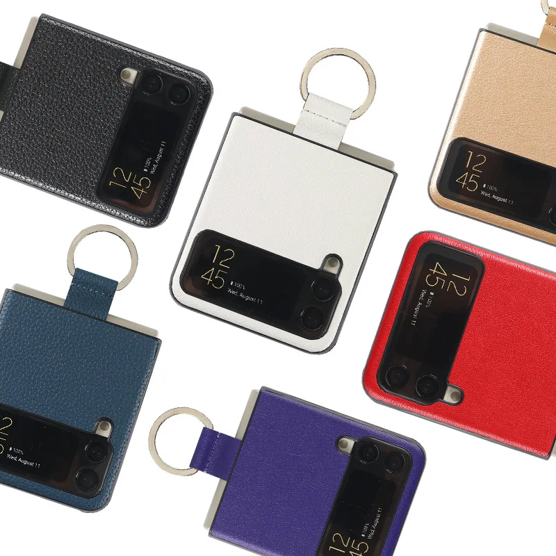 2022 Fashion Finger Ring Holder lychee fold case for Samsung Galaxy Z Flip 3 5G Cover Anti-knock luxury PC Cases for Flip3
