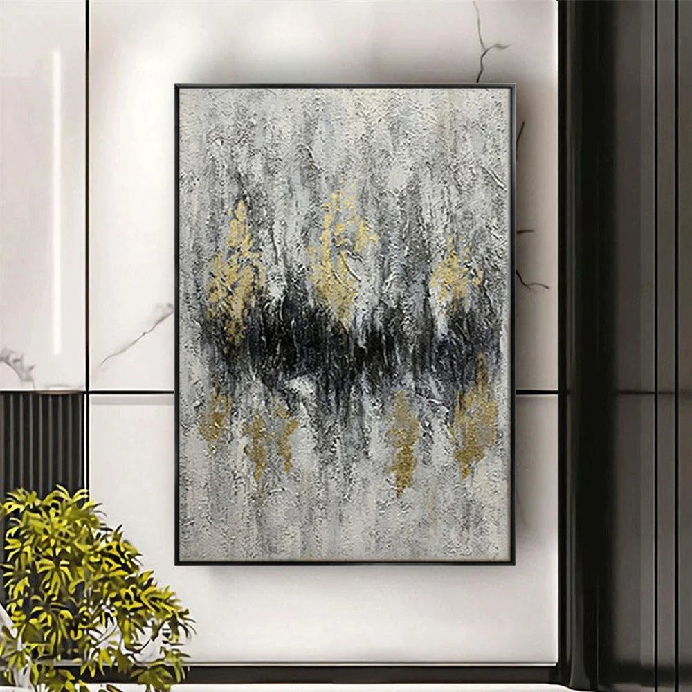 

Hand Painted Abstract Canvas Paintings Vintage Decoration Wall Art Grey Black Textured Sofa Oil Painting Home Living Room Decor