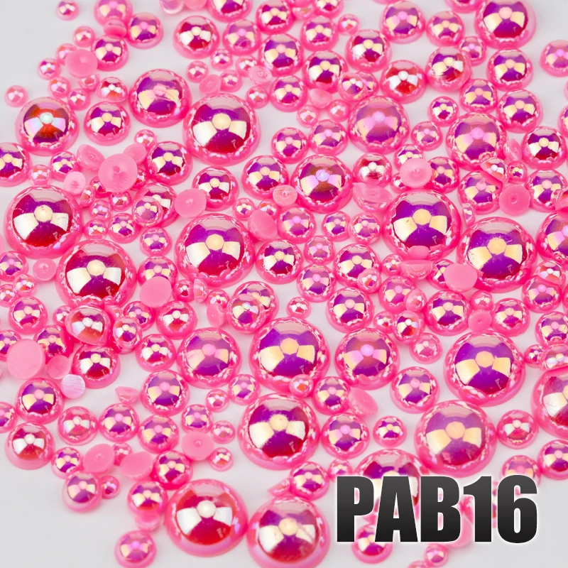 VDD 200g Großhandel Gemischte Größen 3-10mm Farbe AB Macaroon ABS Imitationsperlen Halbrunde Flachrückseitige Perlen DIY Nagelkunst Dekoration Handwerk – Detail 18