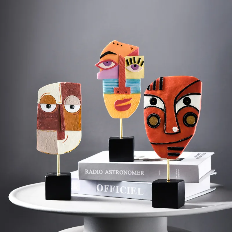 Sculptures Abstract Statue Ornaments Home Modern Statue Vase Figurines For Interior Abstract Face Art Ornament Nordic Crafts