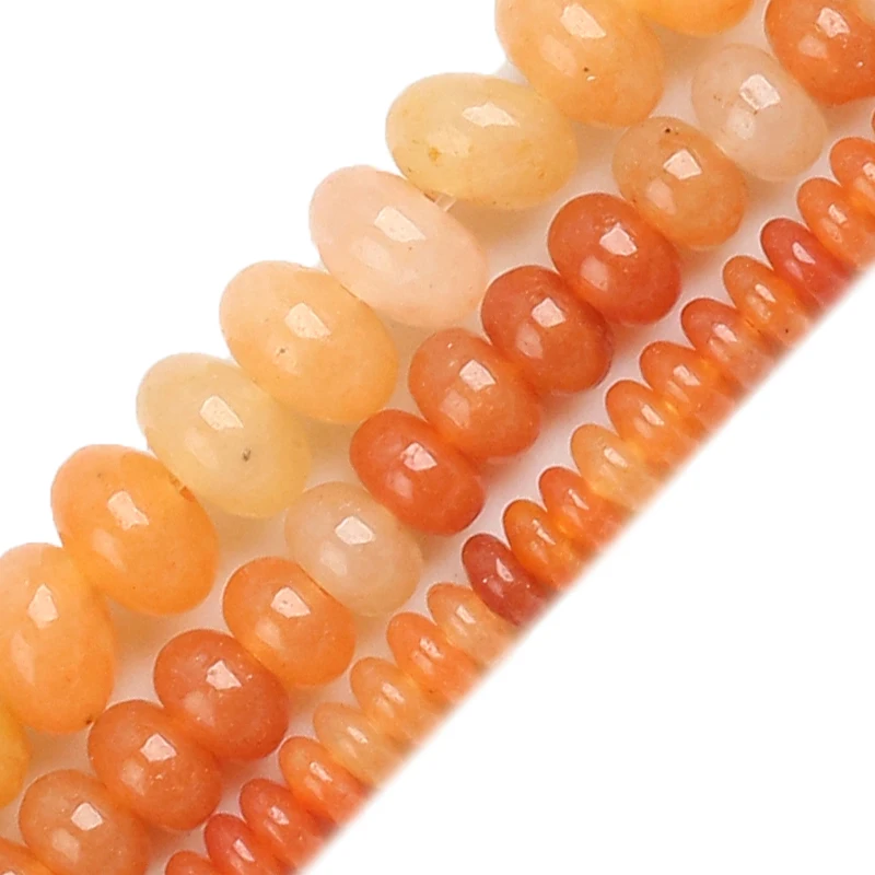 Natural Round Beads Orange Red Agates Rondelle Loose Spacer Beads 15