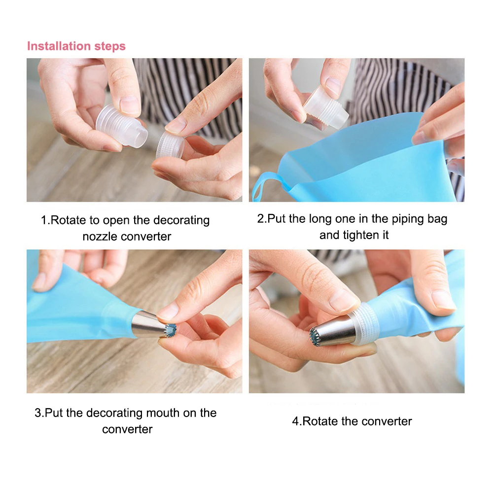 8 Pieces Cream Pastry Bag DIY Cake Decoration Pastry Nozzles Cake Decoration Accessories Pastry Syringe Sleeve Pastry Cream gun