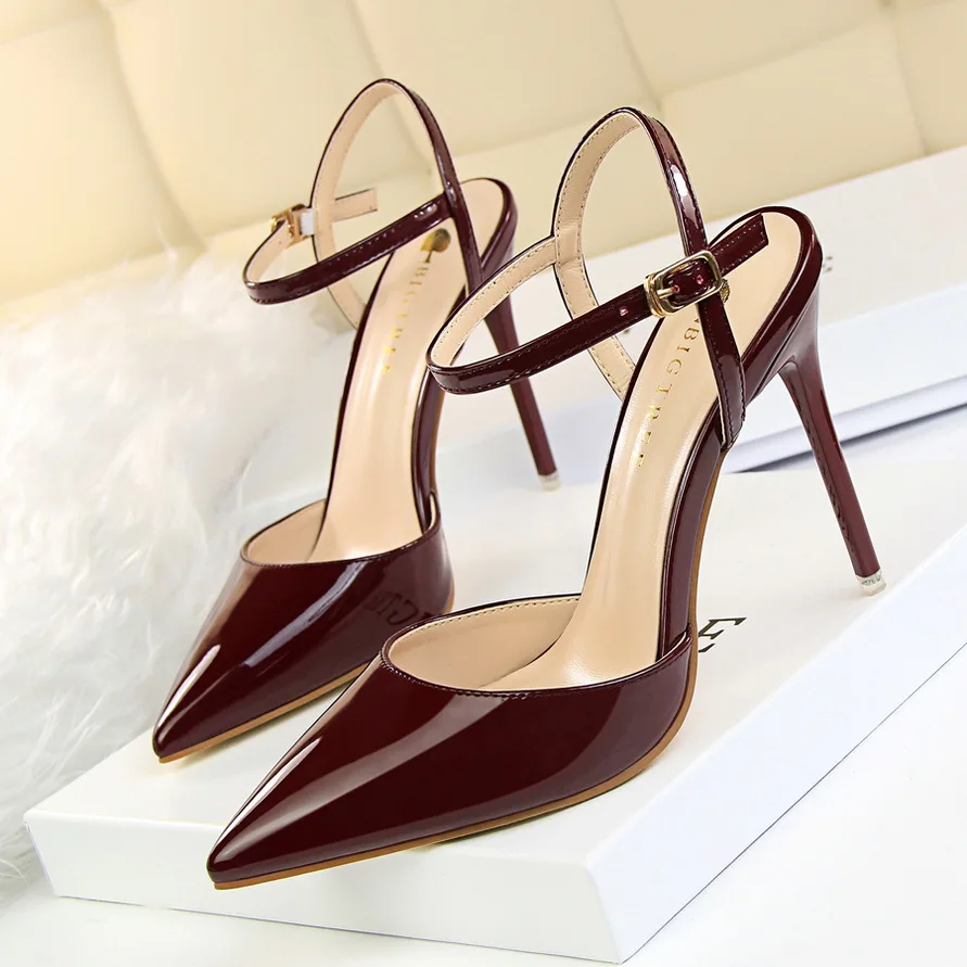 BIGTREE Shoes Fashion High Heels Shoes Patent Leather Woman Pumps Sexy Women Heels Blue Sliver Stiletto Heels Women Sandals 2021