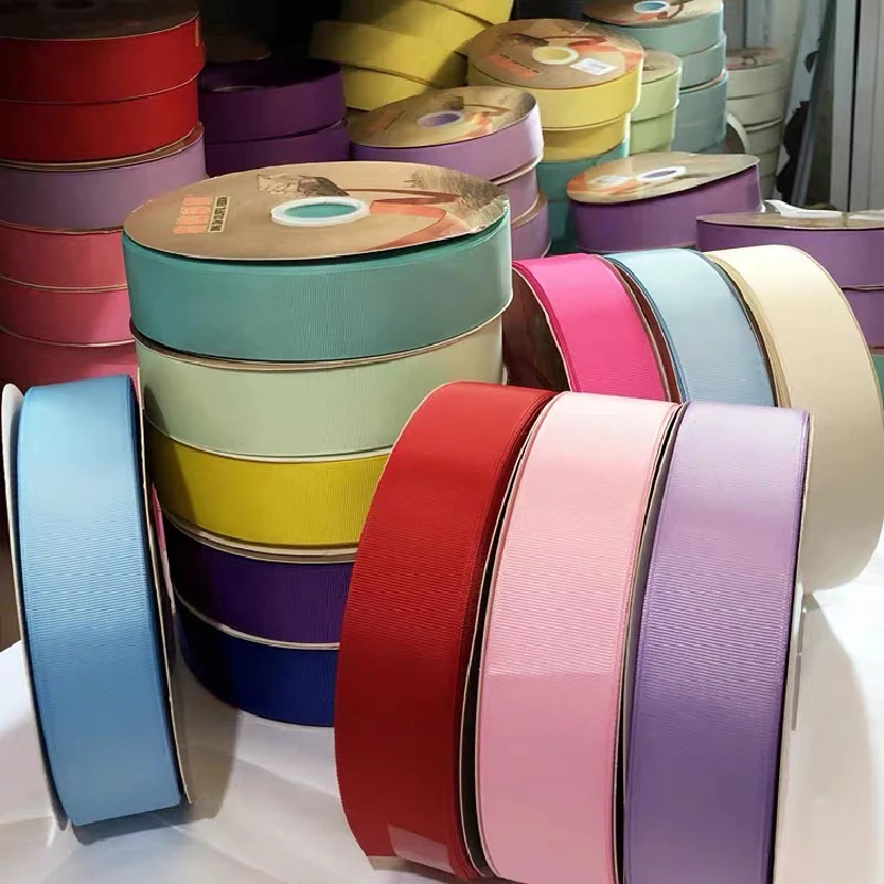 25mm 38mm 50mm 63mm 75mm Wide Grosgrain Ribbons Satin Tape Cheap Solid Color For Wholesale DIY Christmas Gift Wrapping Materials