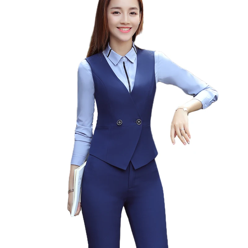 

Lenshin 2 Piece Set High-quality Formal Vest Pant Suit Women Office Single Breasted Sleeveless Jacket Office Lady Business Sets