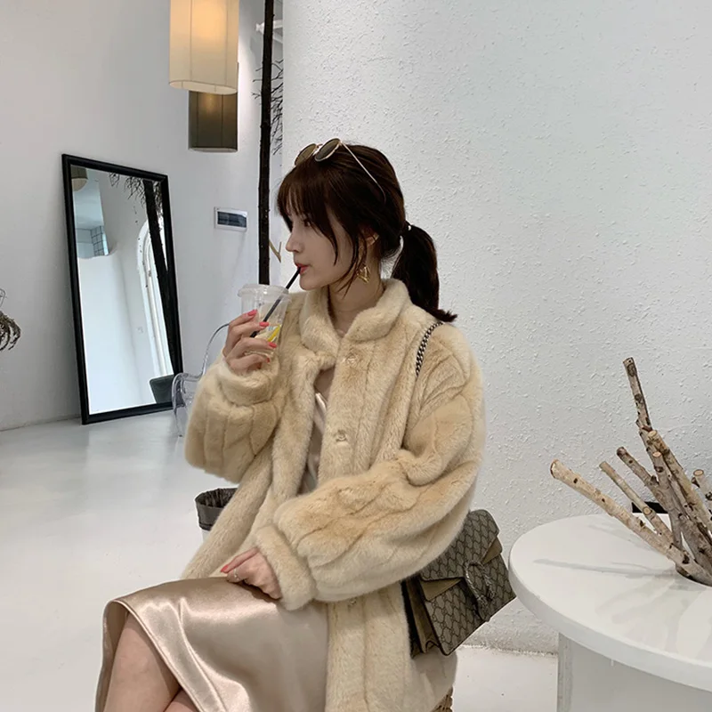 HOOOFUR Faux Fur Coat Fake Mink For Girls With Thick Warm Luxury Mink Short Women\'s Autumn Winter 2022 New beige Jacket Fox