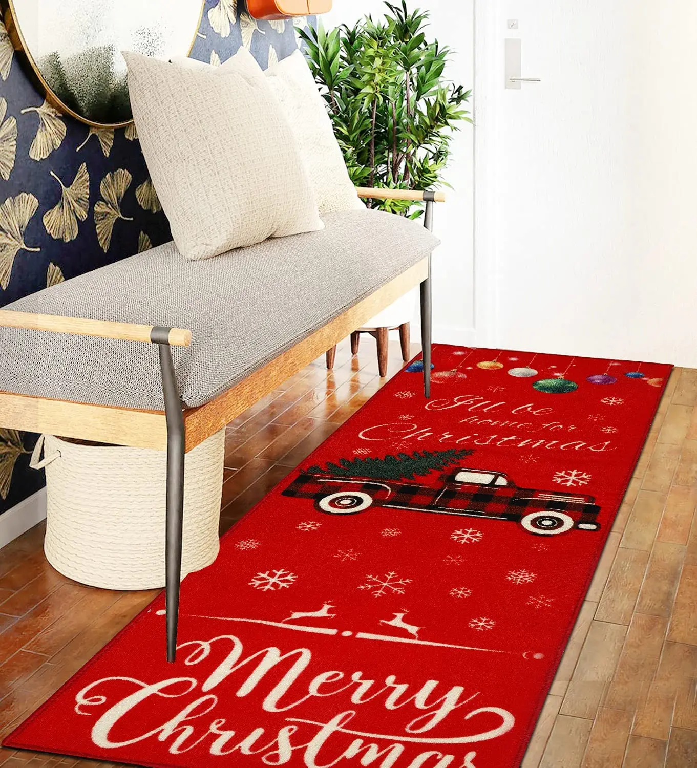 Christmas Pattern Carpet Christmas Decorations Home Kitchen Entrance Passage Laundry Room Bathroom Non-slip Mat ковер в спальню