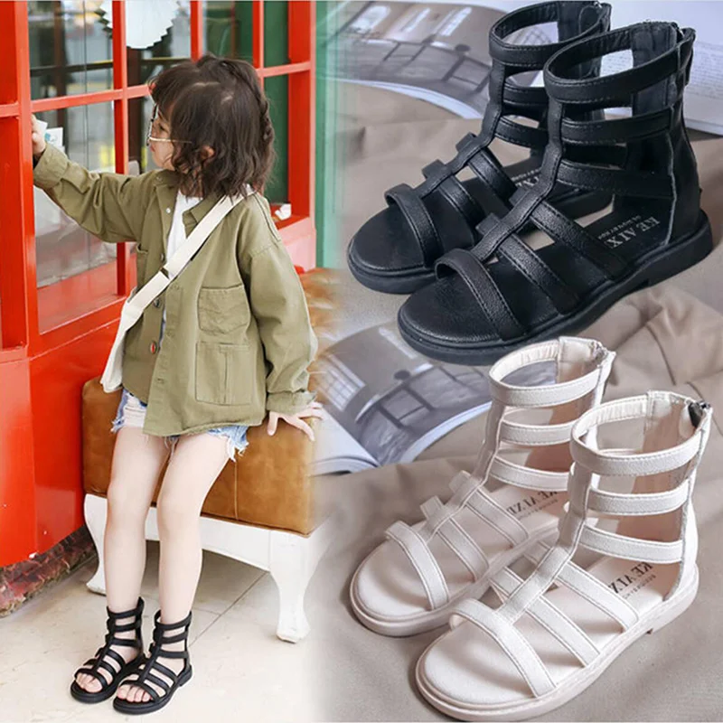 Little Girls Summer Rome Sandals Boots For Kids Children Fashion Princess Ankle Beach Boots Shoes New 2021 5 6 8 10 9 12 Years