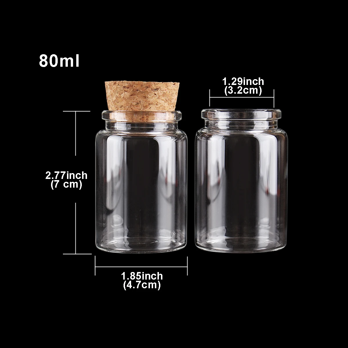 12 pieces 80ml 47*70*32mm Glass Bottles with Corks Spice Jars Vials Glass Container Wedding Farours