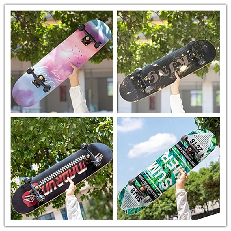 

79cm Double Rocker Skateboard Kids Longboard Cartoon Childern Skateboard Maple Skate Board Skateboarding Kids Skate Board