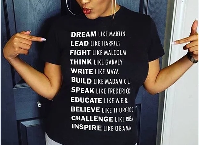 sunfiz YF Dream Like Martin Lead Like Harriet Black Black History Quotes Slogan T-Shirt Unisex Fashion Casual Tee Shirt