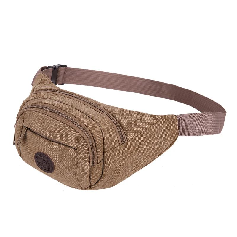 Canvas chest bag Fashion Solid waist pack with adjustable strap light weight waterproof barrel shaped fanny pack men waist bags