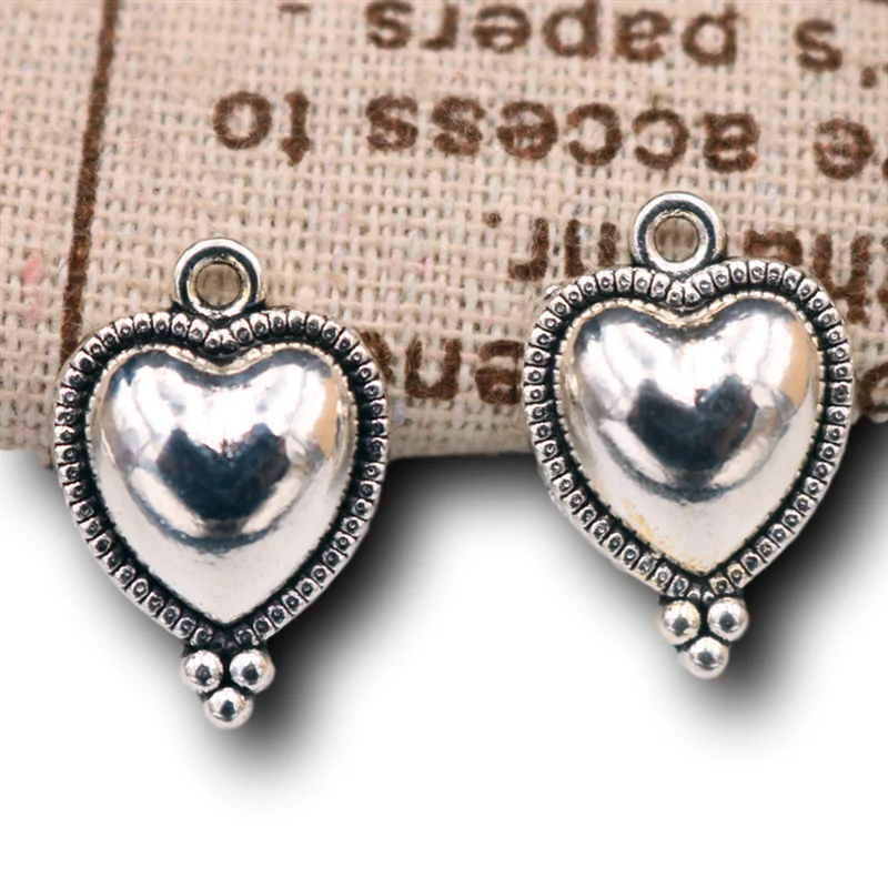 10pcs Silver Plated Christian Sacred Heart Pendants Religious Bracelet Necklace Accessories DIY Charms For Jewelry Crafts Making