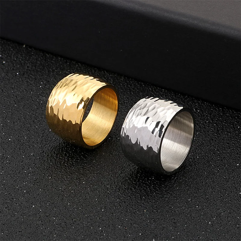 10mm Shiny Couple Thick Ring For Men's Women's Gold Color Stainless Steel Jewelry Luxury Anniversary Gift