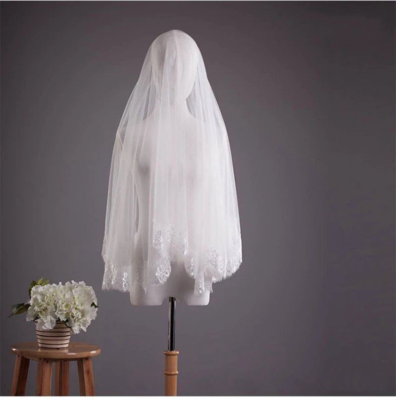 Voile de mariage noir ivoire, bord en dentelle, accessoires de mariage, nouvelle collection