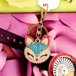 Charms alloy Crystal Faux Fox Fur Keychain Women Trinkets Suspension On Bags Car Key Chain Key ring Toy Gifts Jewelry  YS-312