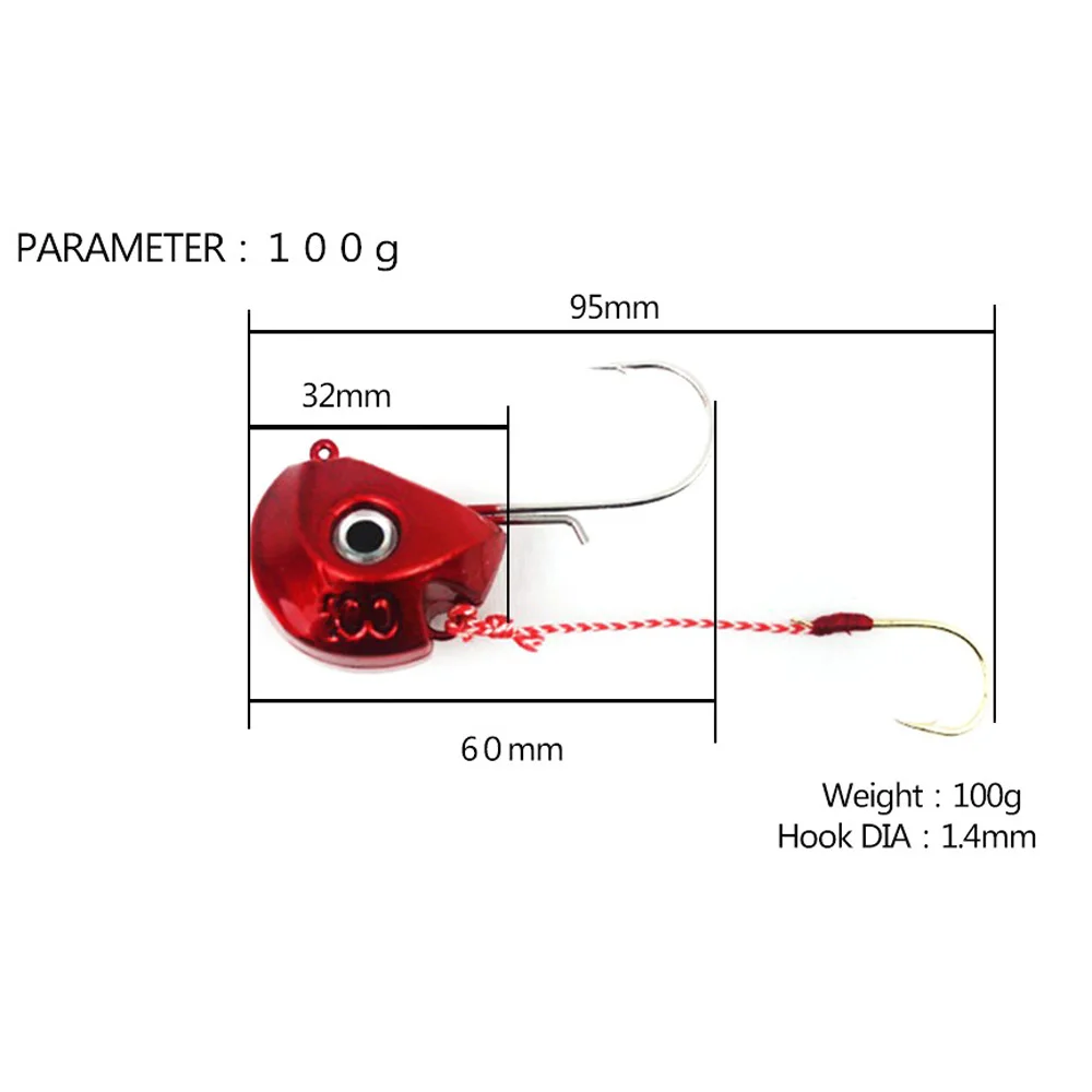 New BIG JIG Lures 40g 60g 80g 100g Metal Head Jigs Fishing Hooks with Single Hook Pesca Accessories Boat Sea Fishing Enquipment