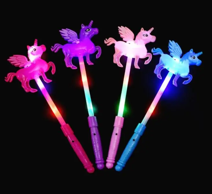 Unicorn Theme Party Light Up Glow Stick Toy Children Girl Birthday Supplies Decoration Led Flashing Pony Magic Wands Wholesale