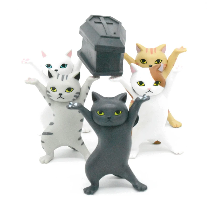 1set Black Cat Pen Holder Coffin Dance Model Funny Toys Sundries Storage Bracket Kids Toys Earphone Holder Home Decorations