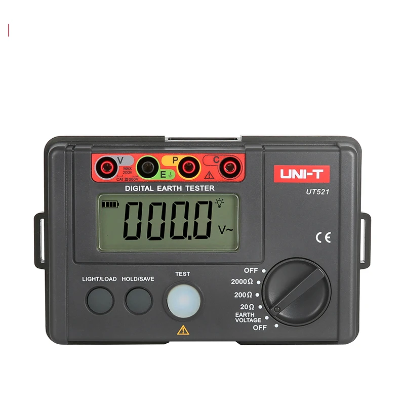 UNI-T UT521 LCD Digital Earth Resistance Tester Low Voltage Display 0-200V 0-2000 ohm Ground Earth Resistance Voltage Mete