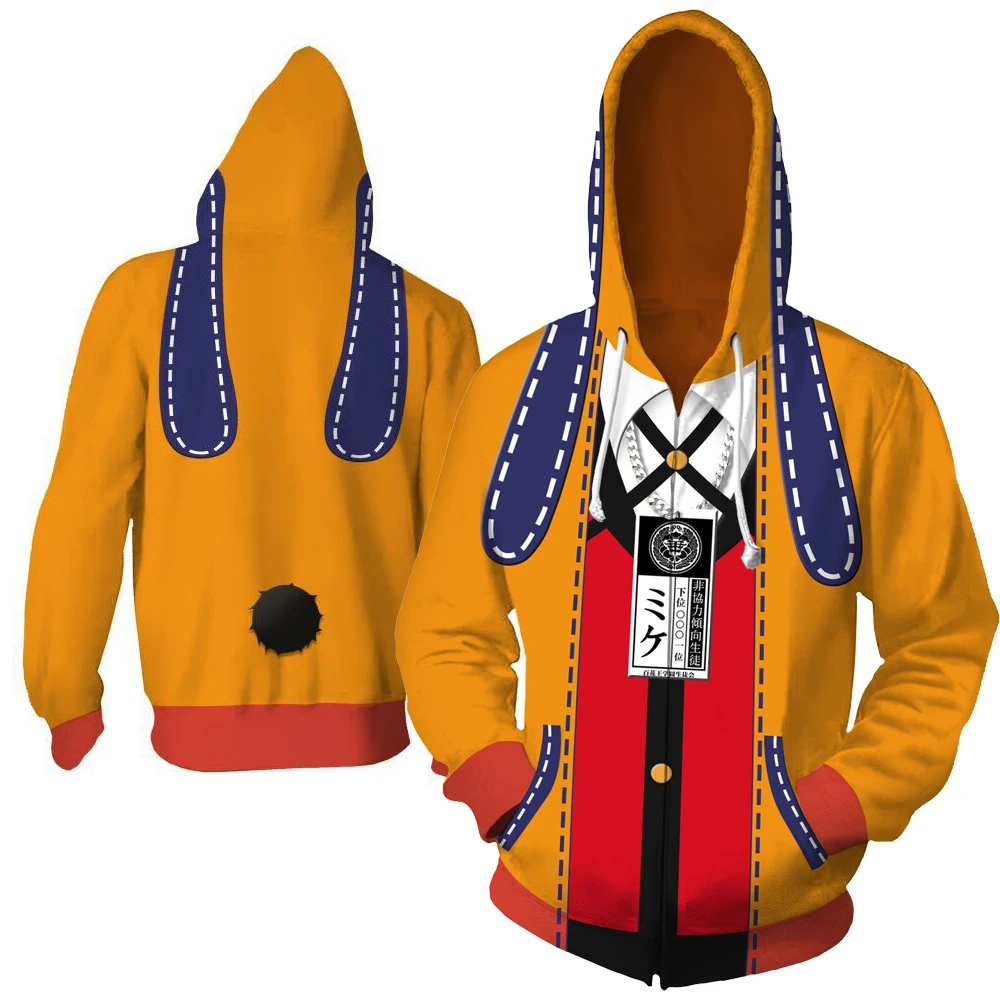 

Kakegurui Compulsive Gambler Runa Cosplay Orange Hooded Yomoduki Runa Cosplay Costume Jacket JK Uniforms Anime Cosplay