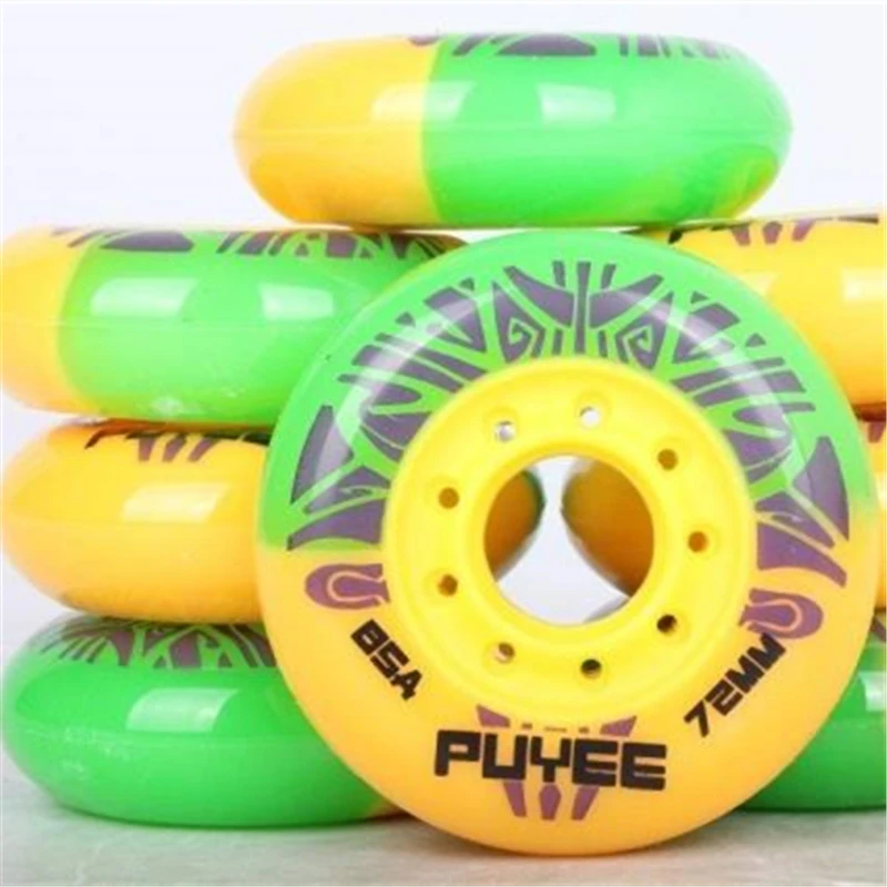 [72mm 76mm 80mm]colorful PUYEE mixed inline skating wheel for FSK slalom skates patins, 85A skates wheels