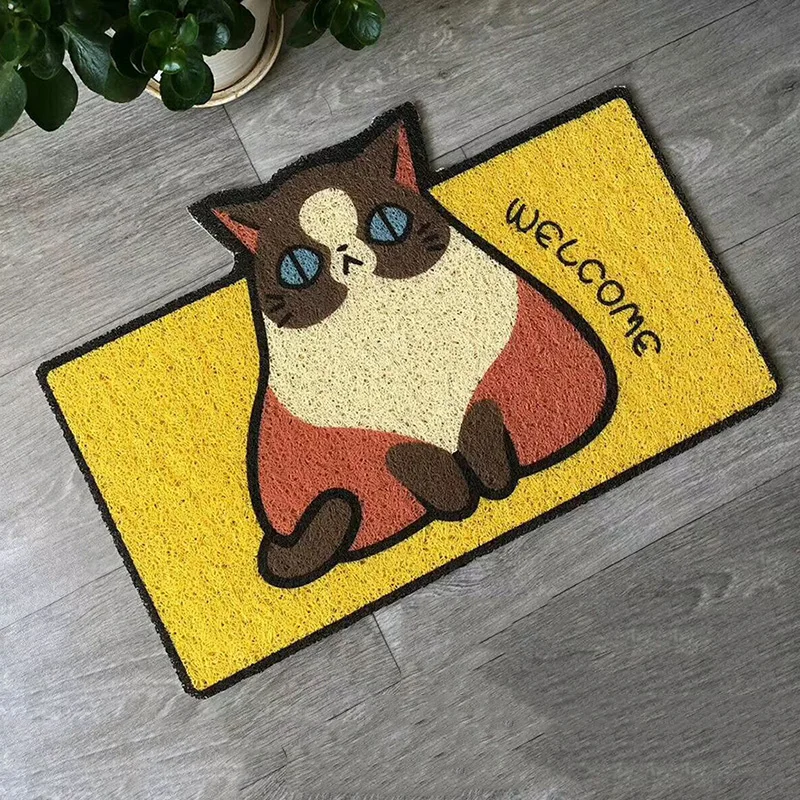 Kids Rug Cartoon Door Mat Room Cat Carpet Household Animals Dog Printing PVC Doormat Bathroom Entrance Anti-Slip Kawaii Rug