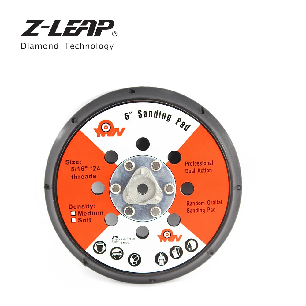 Z-LEAP 1PC 6" Random Orbit Sanding Pad Backer Plate 5/6"*24 Thread Backing Pad For Air Sander Angle Grinder Grinding Power Tools