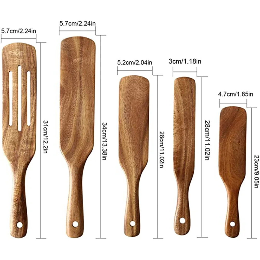 1-7 Stück/Set Teakholz-Küchenbesteck: Sieb- und Suppenlöffel, spezieller Nano-Schöpflöffel, Kochlöffel, Holz-Küchenzubehör-Set – Detail 35