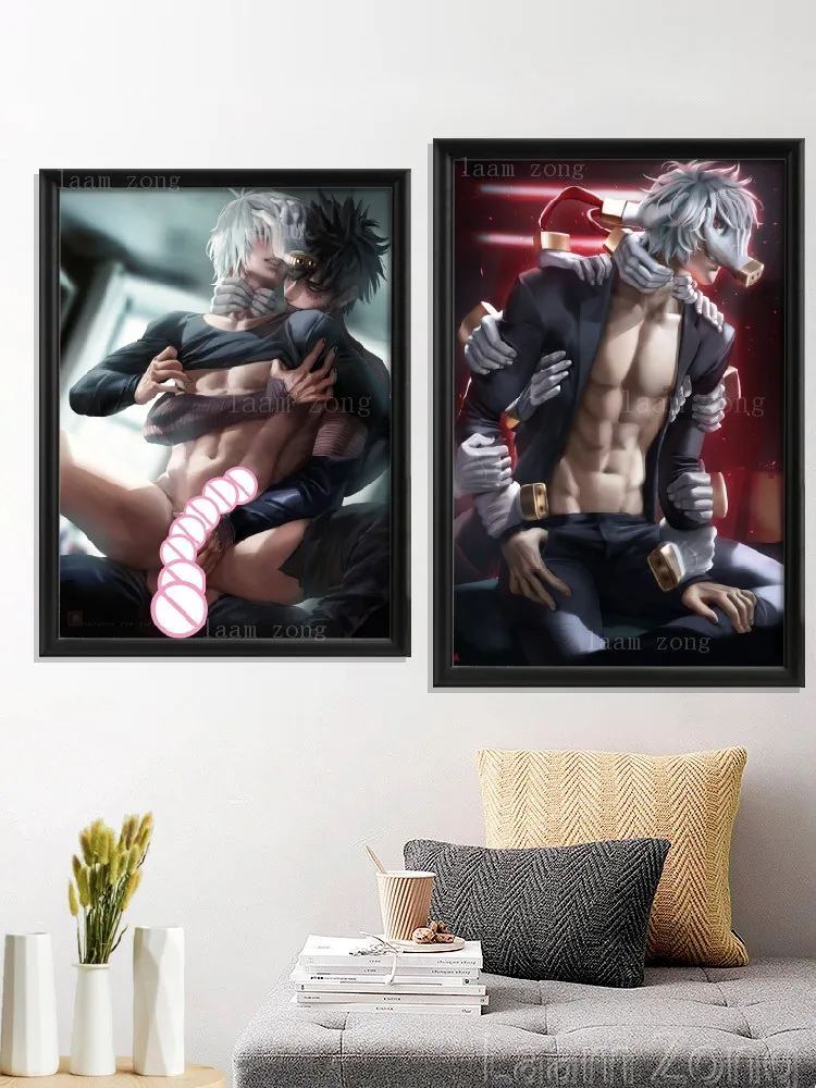 Izuku Midoriya Katsuki Bakugou Dabi Art Silk Poster Cartoon Sexy Nude Male Anime Prints Home Custom Bedroom