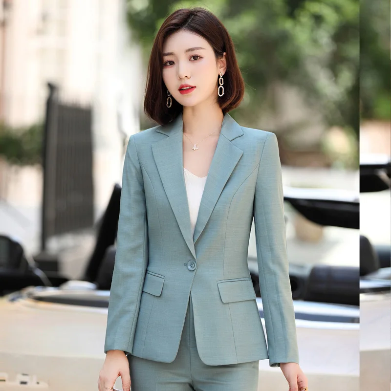 New Women's jacket Fashion Green Slim Coat OL Styles Autumn Winter Blazers for Women Business Work Blaser Outwear Tops Plus Size