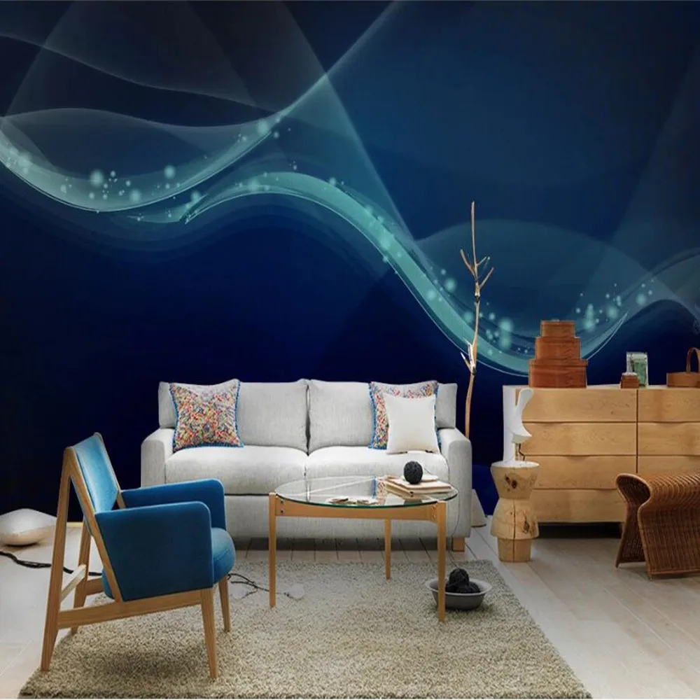 mi'lo'fi custom large wallpaper mural 3d blue dynamic lines Nordic personality single background wallpaper mural