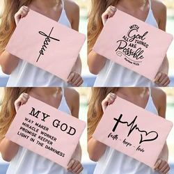 Jesus Faith Christian Women Outdoor Storage Bags Toiletry Organizer Cosmetic Pouch Portable Female Travel Makeup Case Pencil Bag