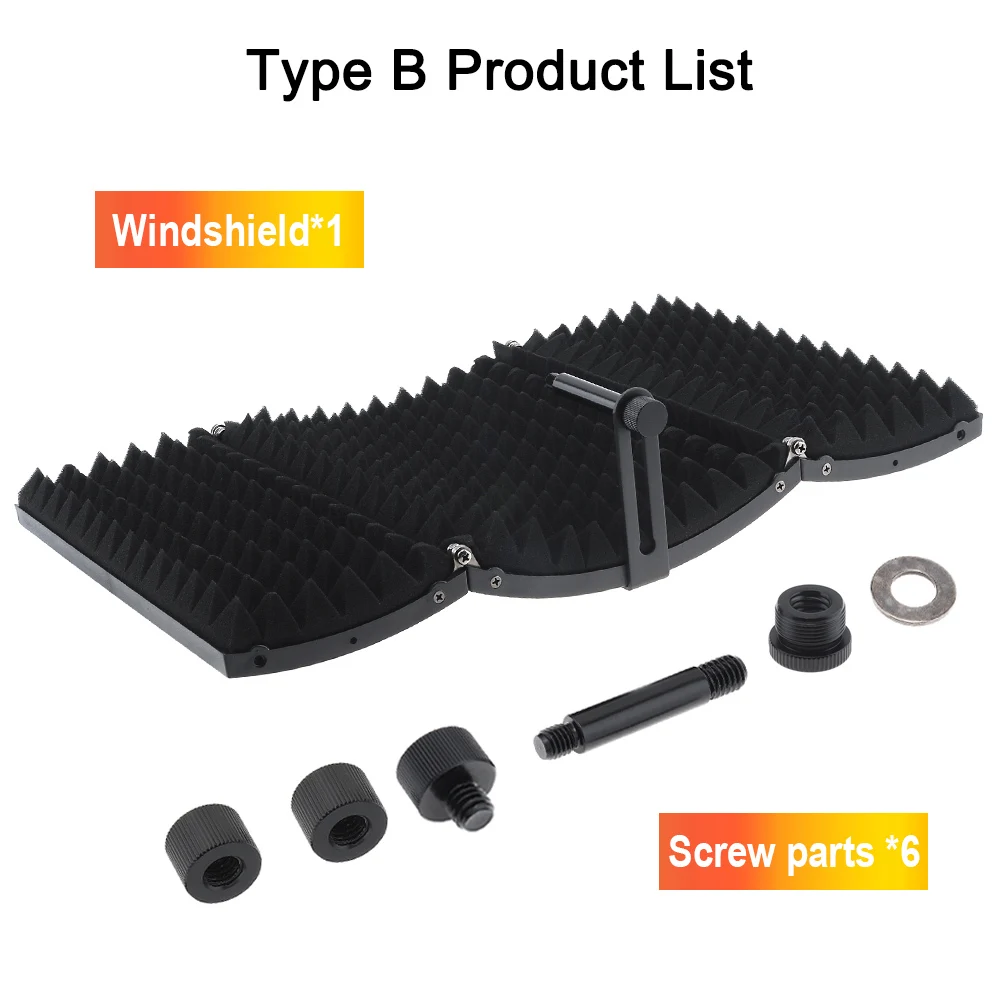 Schermo isolante per microfono in plastica schermo antivento a 3 pannelli con superficie curva pieghevole schiuma assorbente ad alta densità da 3/8 "e 5/8"