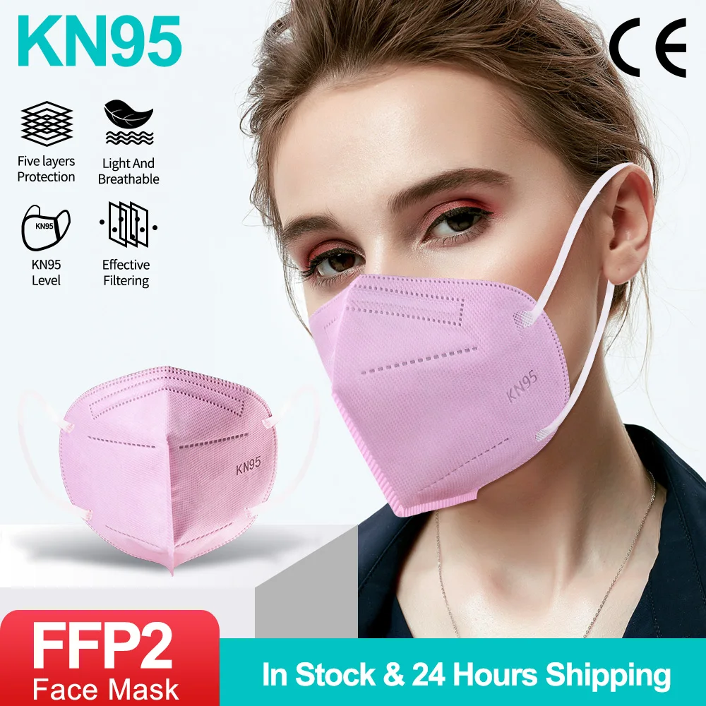 5 Layers Reusable KN95 FFP2 Mask Adult Fabric Mascarillas FPP2 Protective Mouth Face Mask KN95 Filter Respirator FFP2mask Masque