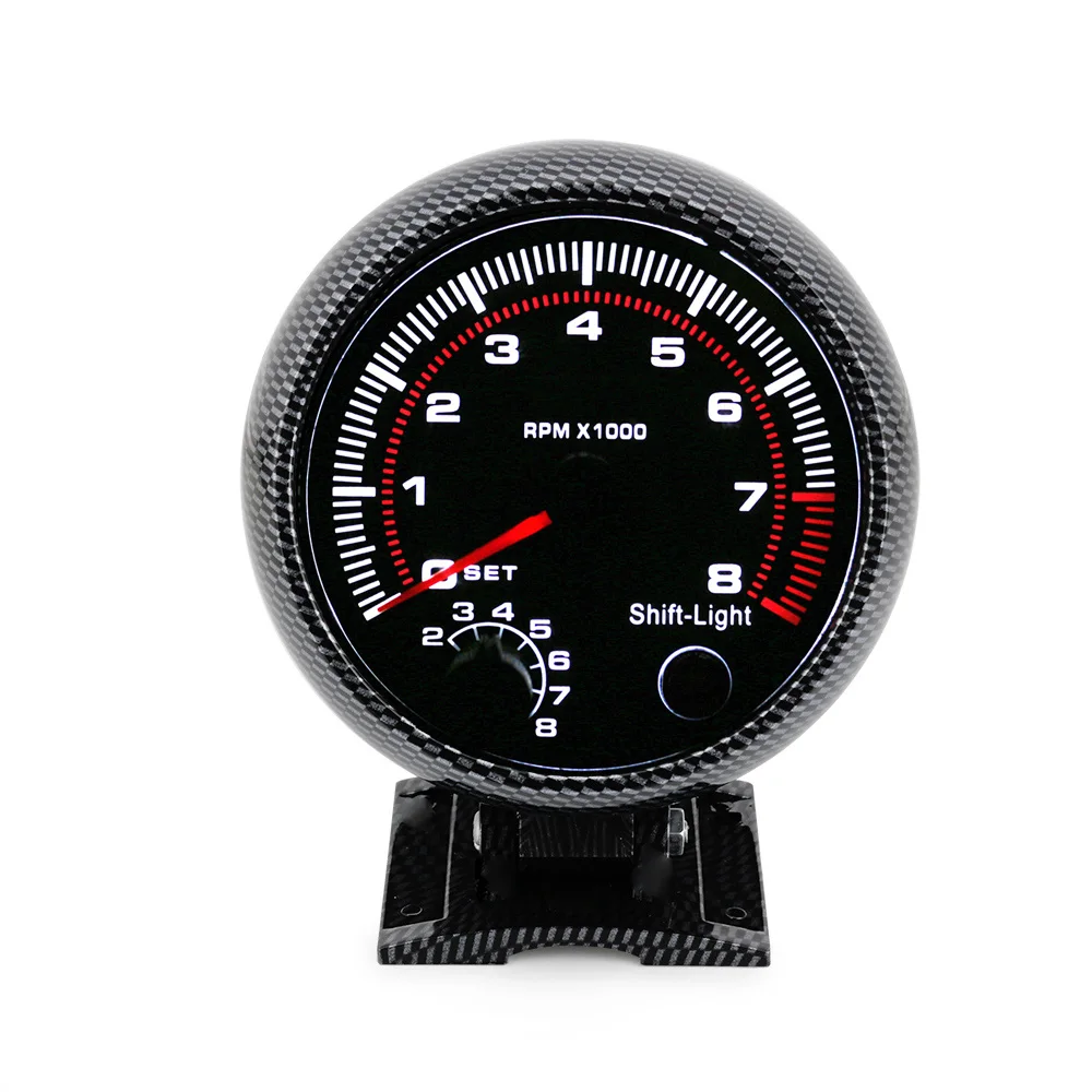 

80mm Racing Car 0-8000 RPM Blue LED Adjustable Tachometer RPM Gauge Shift Light 4 6 8 Cylinder