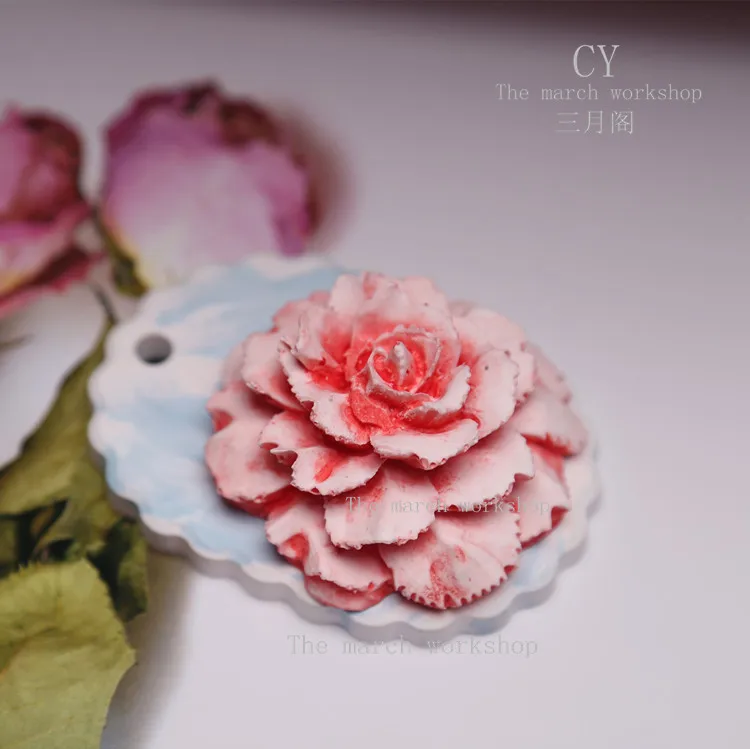 Carnation Flower silicone mold plaster flower mold for pendant decoration silicone soap mold