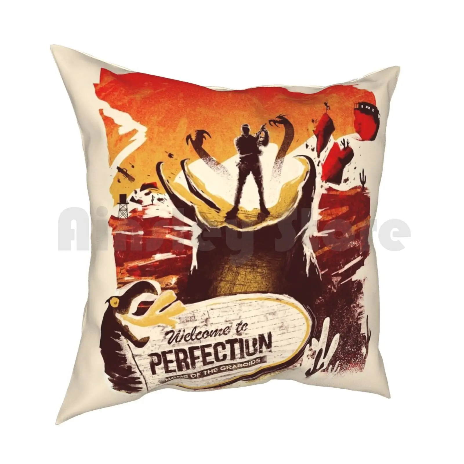 Graboids Pillow Case Printed Home Soft Throw Pillow Graboid Graboids Tremors Movie Movies Burt Gummer Gummer Burt