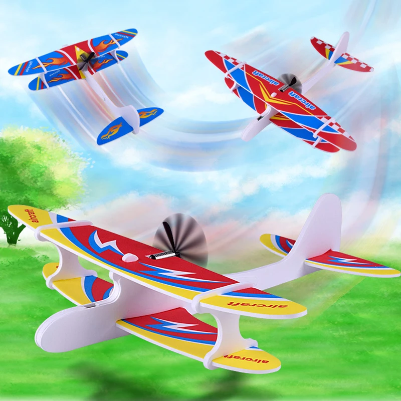 Big Foam Plane Glider Hand Throw Airplane Light Inertial EVA Bubble Planes Outdoor Launch Kids Toys For Children Boys Gift