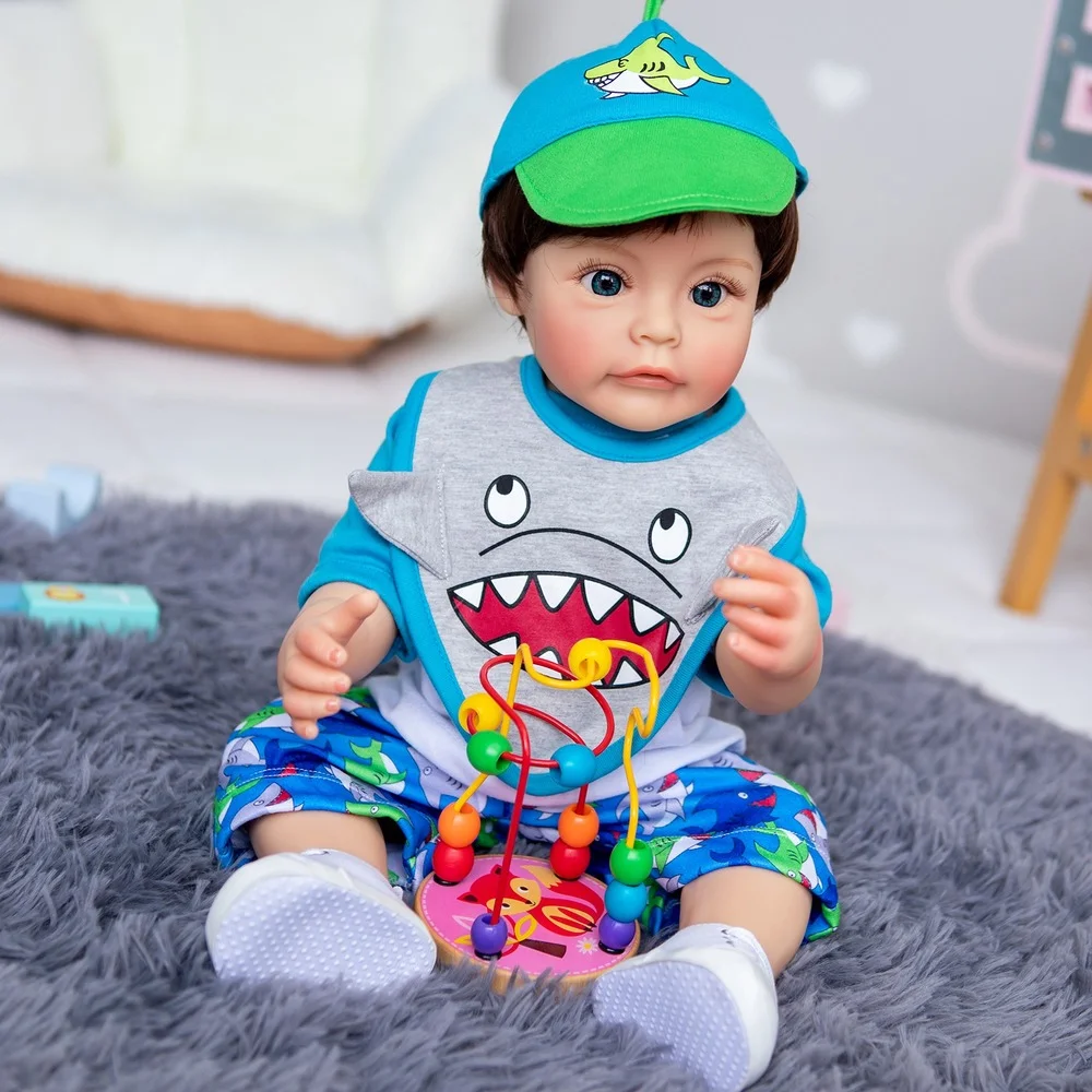 

55CM FUll Body Silicone Reborn Boy Reborn Toddler Dolls Hand-detailed Painting Waterproof Toy for Boys Bebe