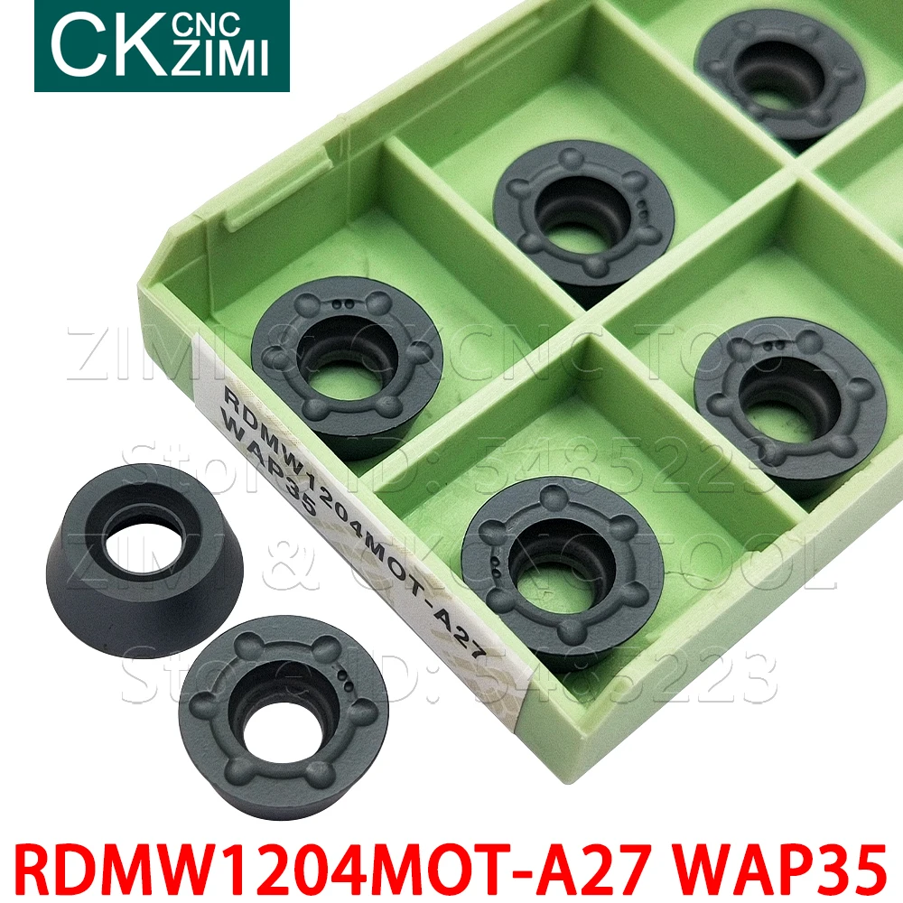 Insertos de carburo de fresado circular, herramienta indexable de torno de Metal CNC, 10P RDMW RDMW1204MOT-A27 WAP35 RDMW1204M0T-A27 WAP35