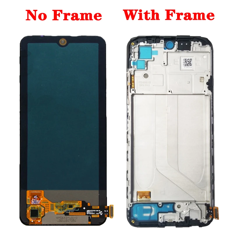 Super AMOLED Display Touch Screen Digitizer Assembly para Xiaomi Redmi, Nota 10, 4G, Nota 10S, M2101K7AI, 6.43\